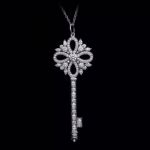 T I F F I NY & C o 925 Sterling Silver Diamond Key 2 Necklace - Replica Jewelry